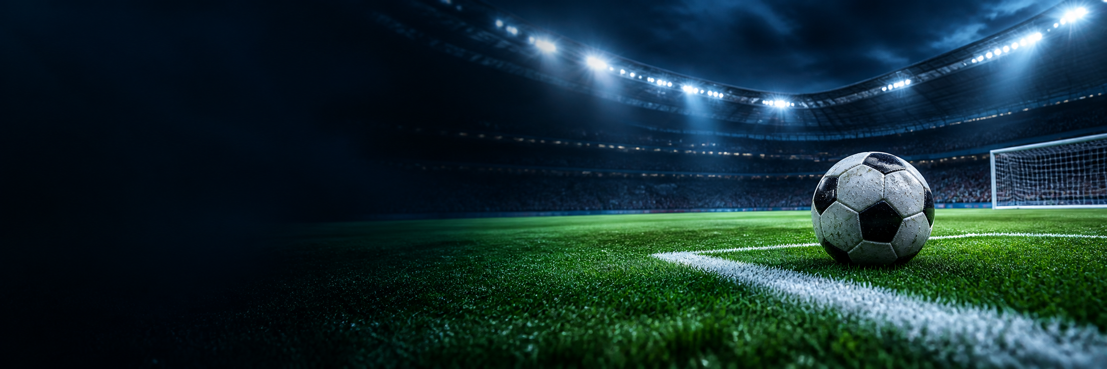 Floodlit football stadium