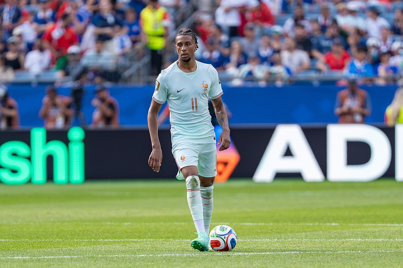 Michael Olise in action for France in 2026
