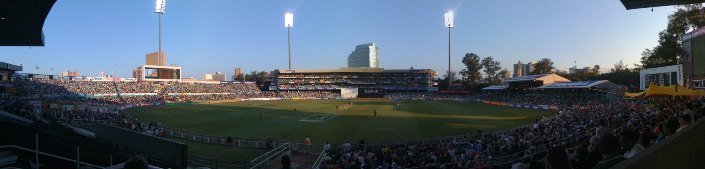 Panoramic view of Kingsmead Cricket Ground in Durban during a South Africa vs Australia cricket match