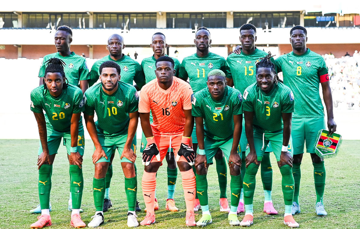 Zimbabwe national football team players pose for a team photograph