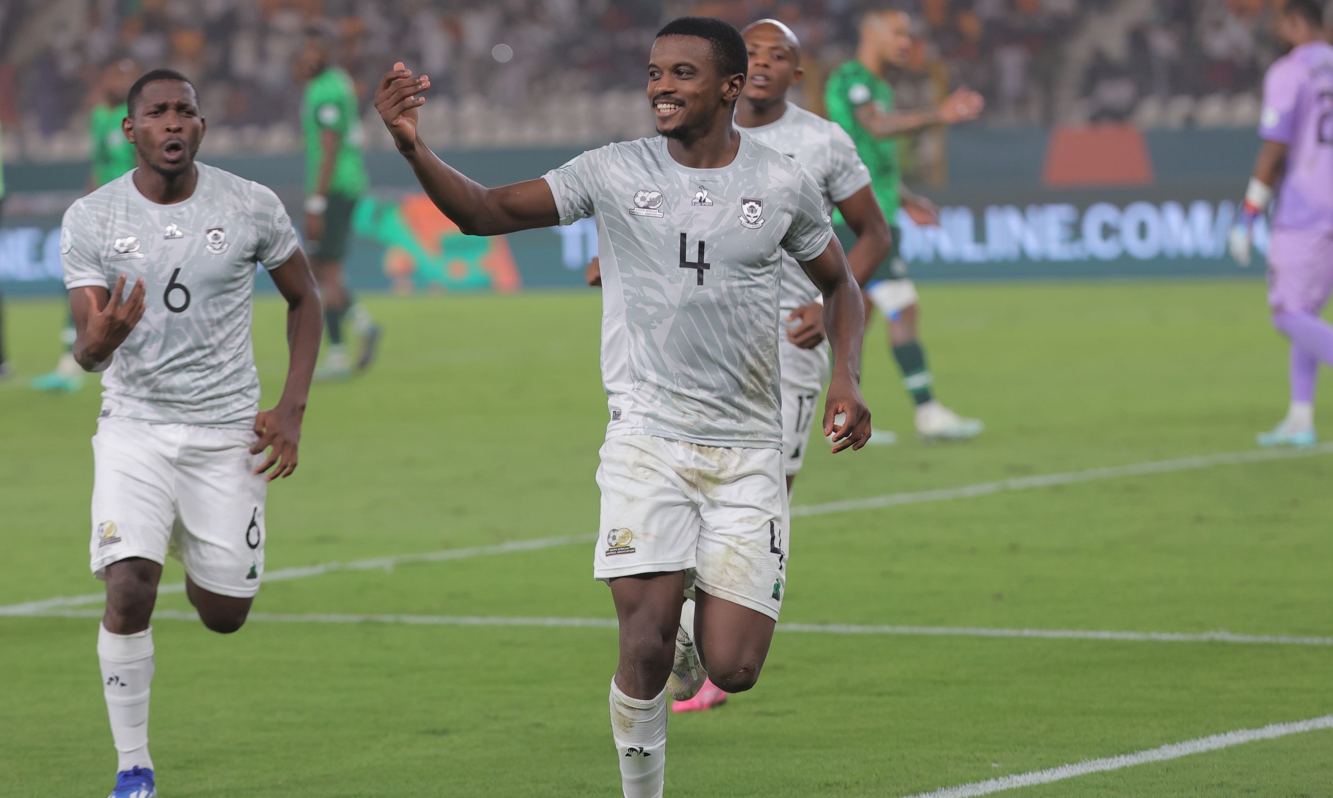 South Africa players celebrate during an Africa Cup of Nations match